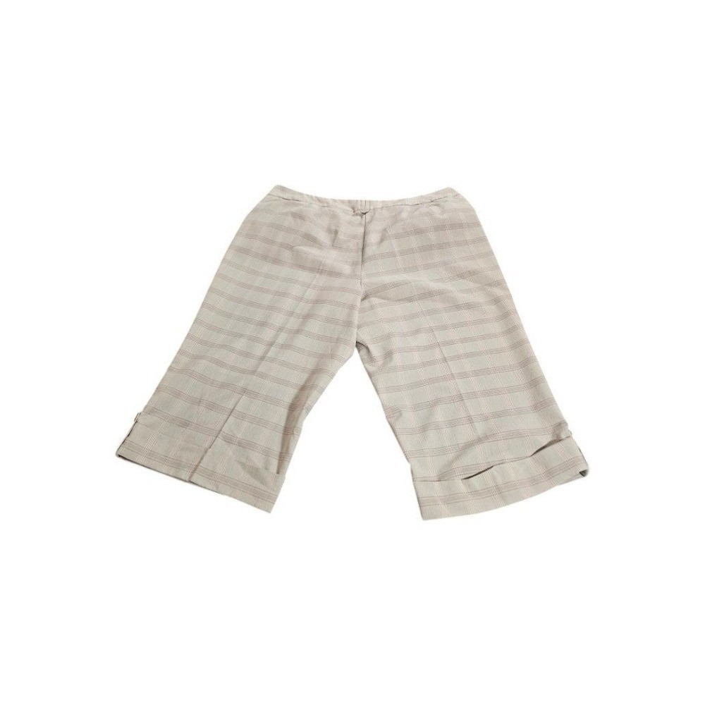 Danielle‎ B Plaid Capri Pants Womens 16 Tan Beige Cuffed Cropped Trousers - Picture 3 of 11